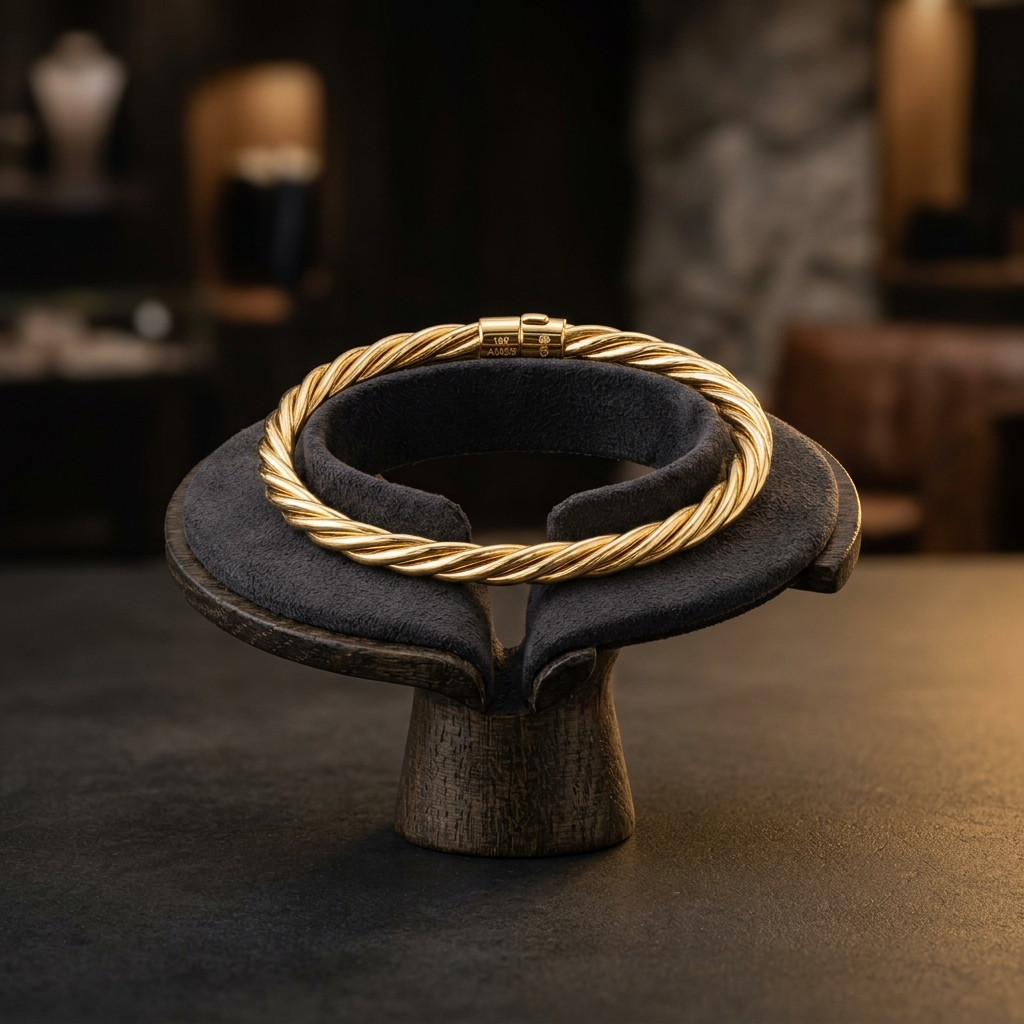 Gold Vermeil Twisted Bangle Bracelet
