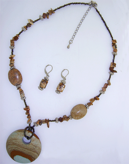 Picture Jasper  Necklace & Earrings Set