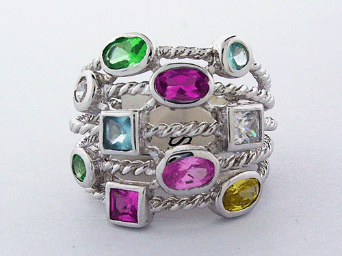 Silver Cable Confetti Ring